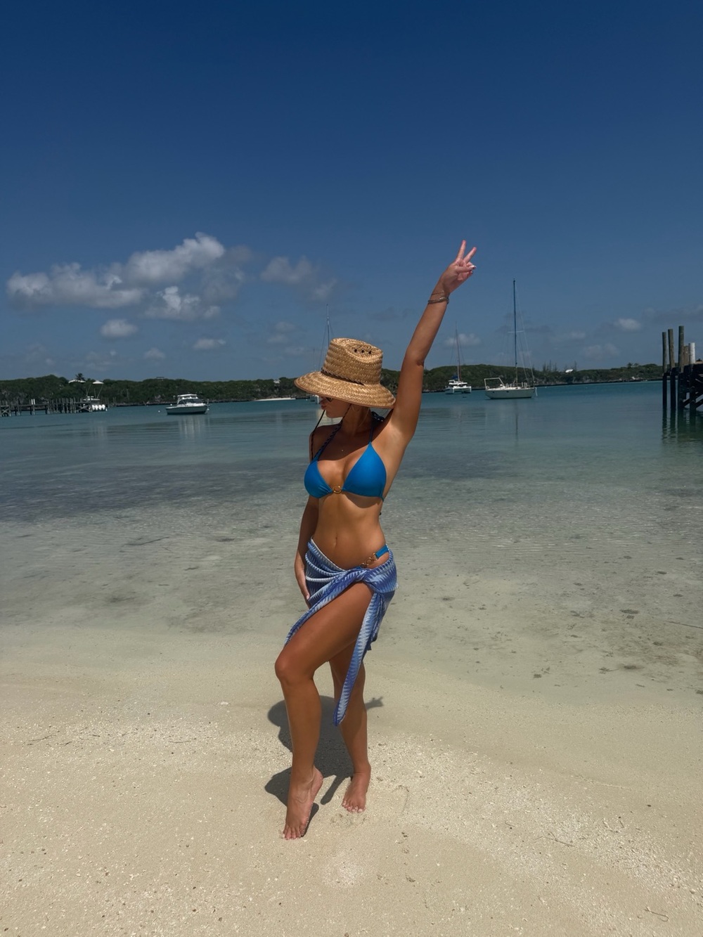 Blue Triangle Bikini Top and Matching Wrap - Women's Swim Bikini